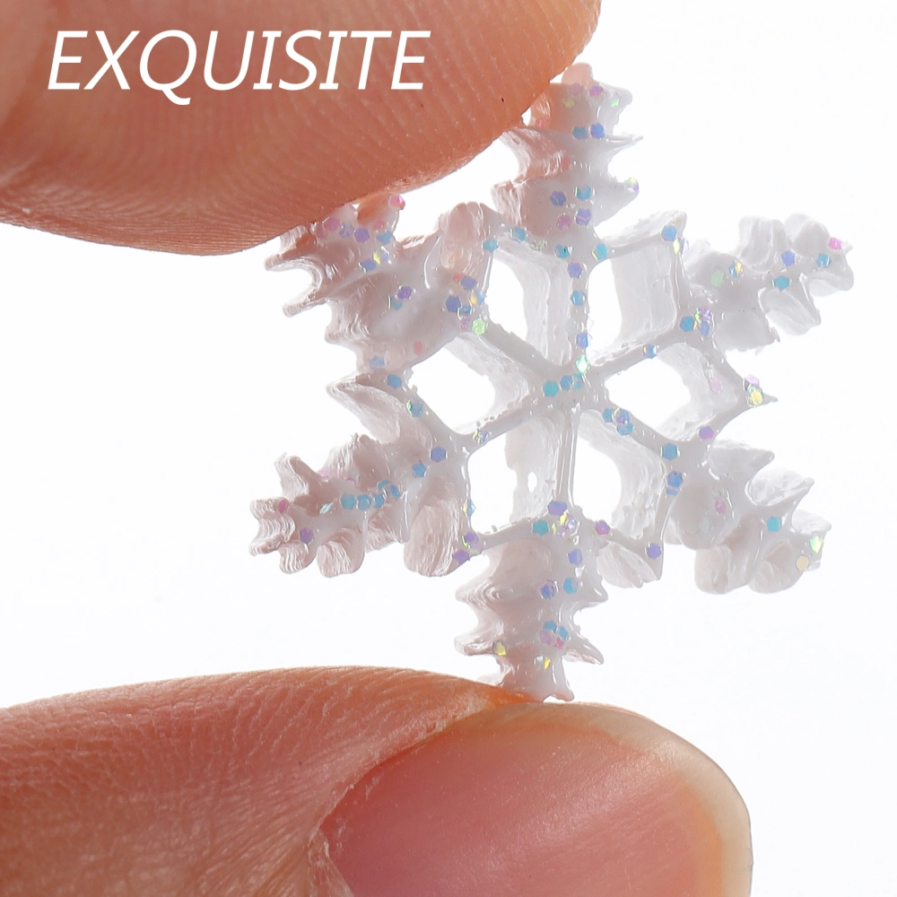 50pcs Xmas Mini Snowflake Resin Snowflake Micro Landscape Snowflake Decors