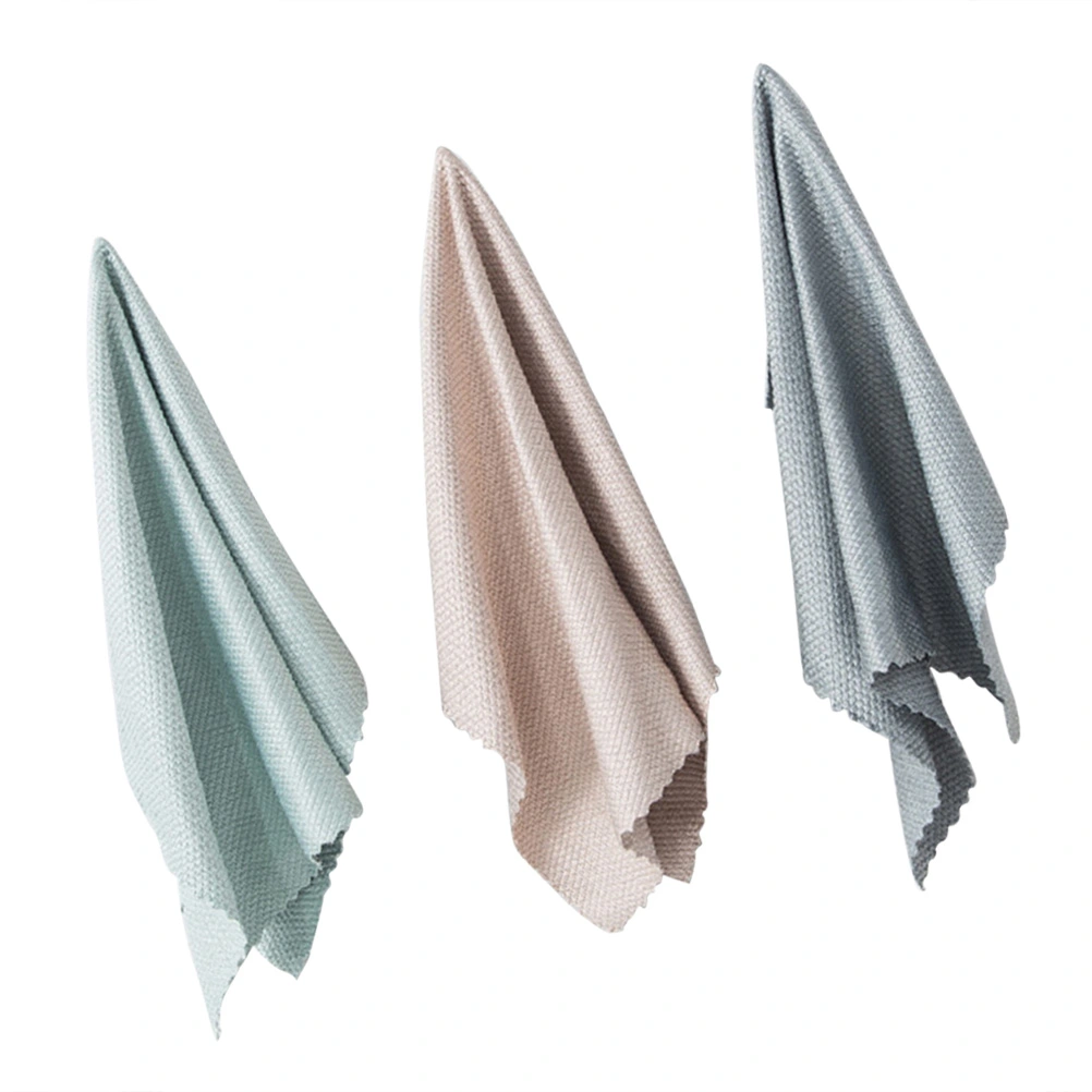 3pcs Microfiber Kitchen Dishcloth Cleaning Cloth Household Supplies for Cookware Utensil Dish (Mixed Color)