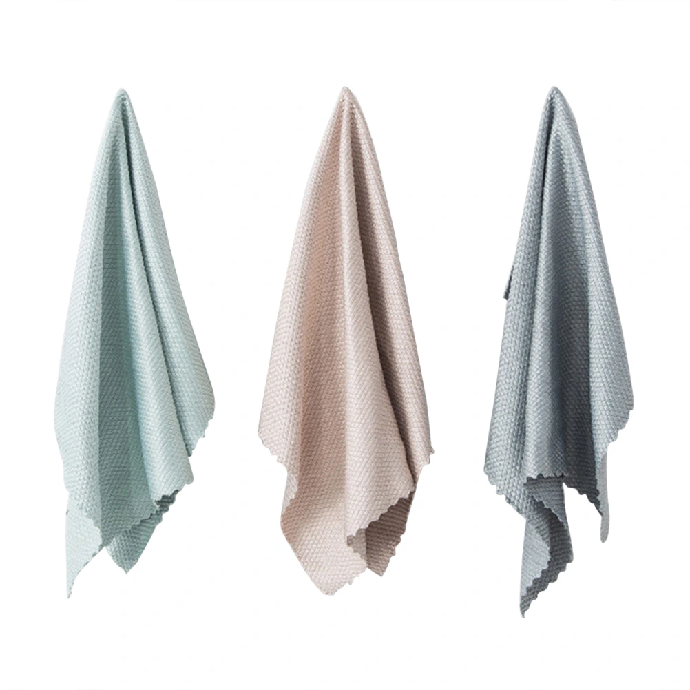 3pcs Microfiber Kitchen Dishcloth Cleaning Cloth Household Supplies for Cookware Utensil Dish (Mixed Color)