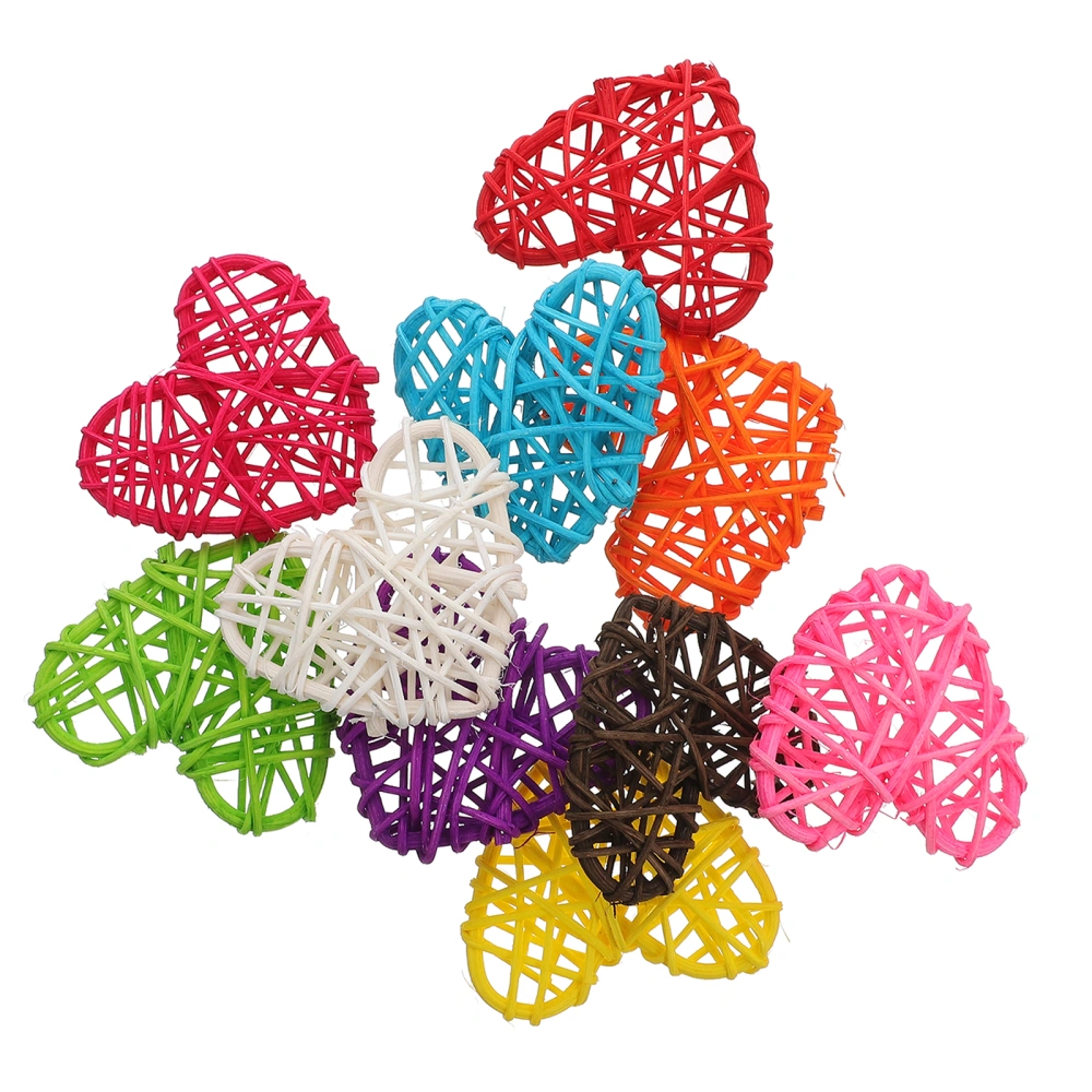 10pcs Rattan Woven Pendant Festival Decorative Prop Love-shaped Background Decor