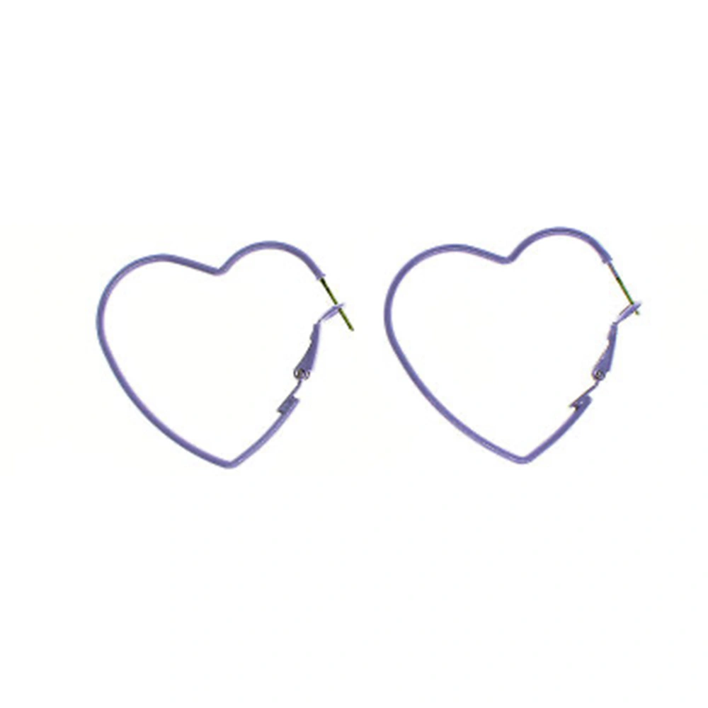 Lavender Heart Shape Earrings Alloy Ear Stud Elegant Decorative Ear Jewelry for Women