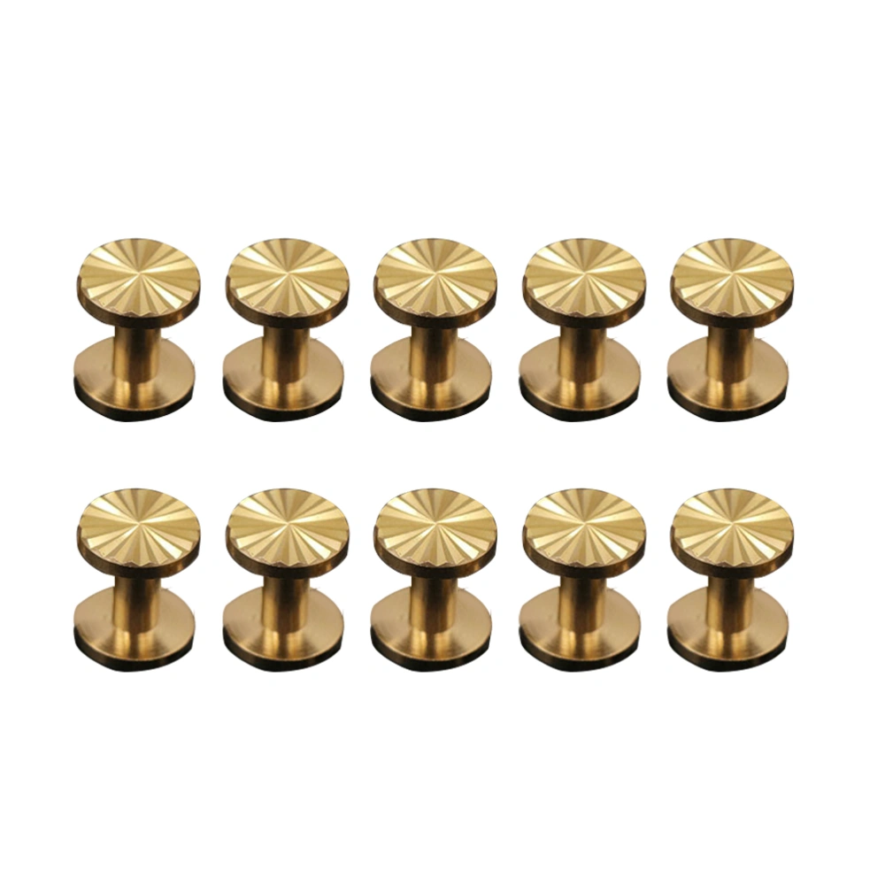 10pcs Solid Brass Sunflower Screws Stud Flat Fastener Belt Harness Nail Rivets Leather Craft DIY (10x4x8mm)