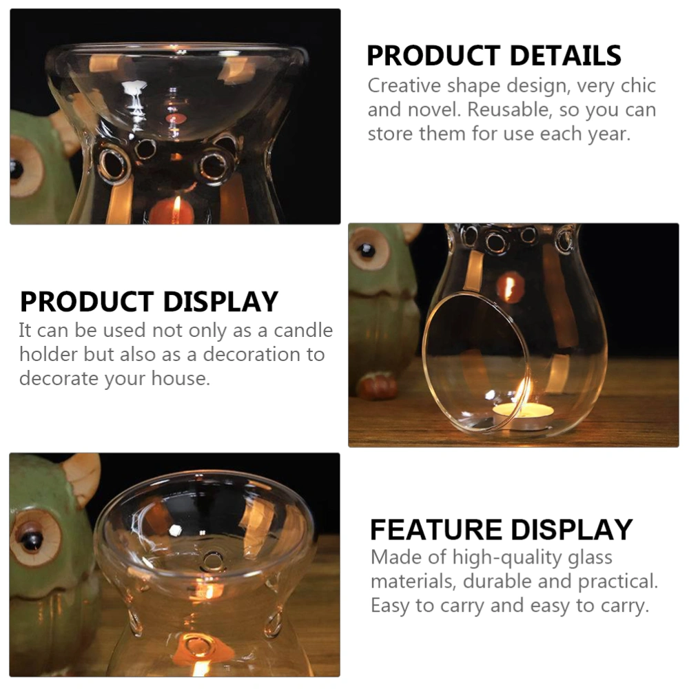 Hollow-out Glass Candle Holder Transparent Candlestick Decorative Candle Stand