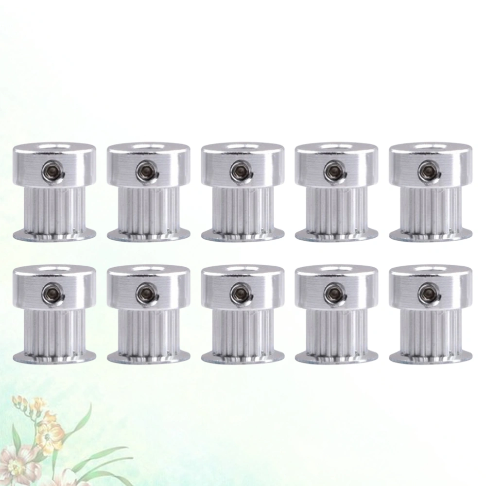 10PCS 16 Teeth Synchronous Wheel Timing Inner Bore 5mm Belt Pulley Accessories for 3D Printer (Silver)