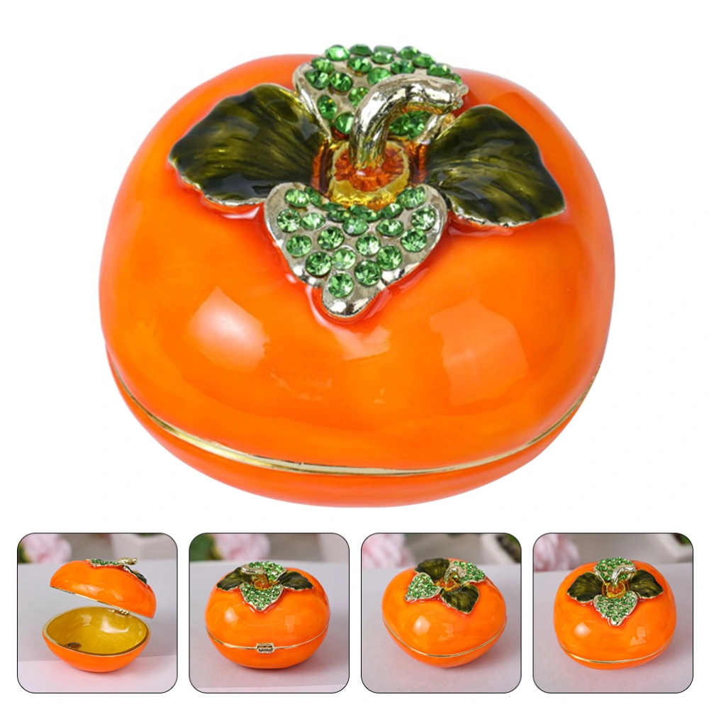 Tabletop Jewelry Storage Box Vanity Rhinestone Trinket Box Persimmon Adornment