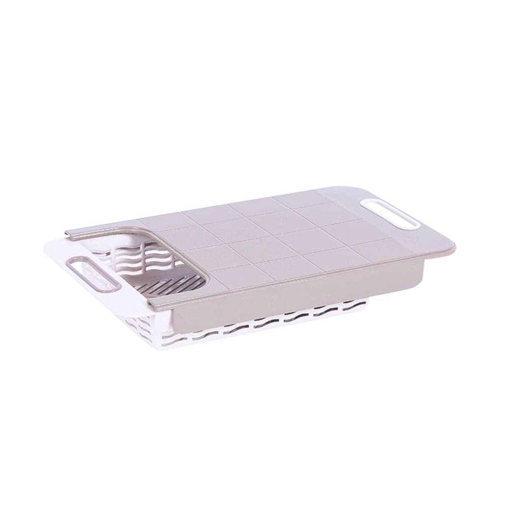 Multifunction Cutting Board Retractable Draining Cutting Sheet Plastic Kitchen Chopping Block (Khaki)