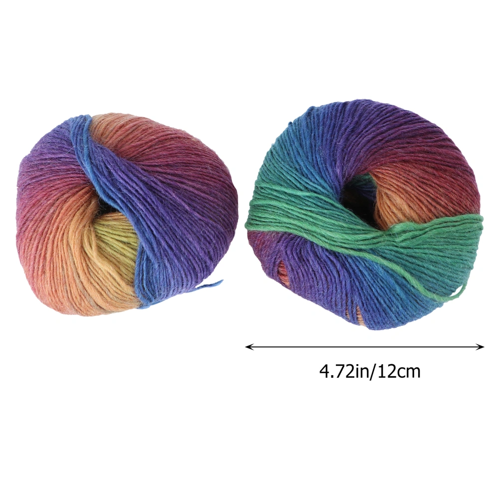 2 Roll Rainbow Wool Cotton Yarn Colorful Yarn for Sewing Hand Knitting Sweater Scarf Accessories for Home Shop