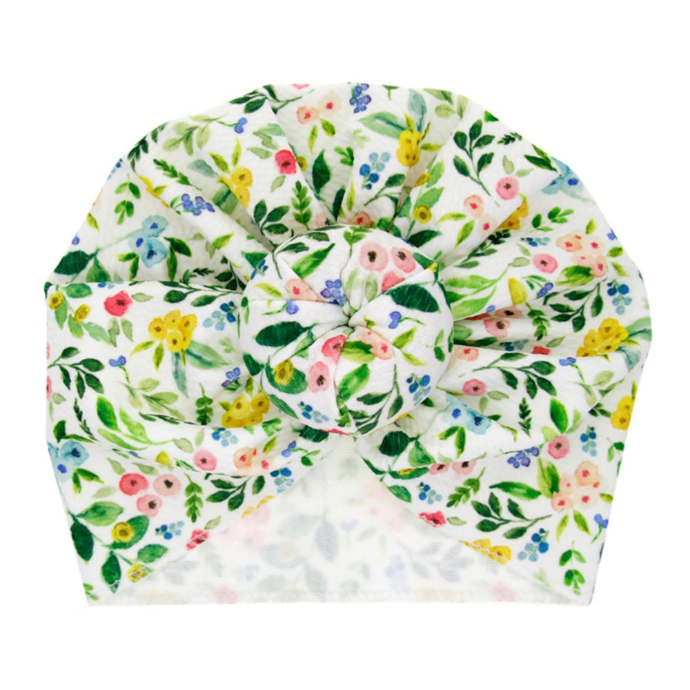 Newborn Headwraps Printing Newborn Turban Lovely Hat Headbands Useful Head Protector for Baby Children（Green Grass and Flower）