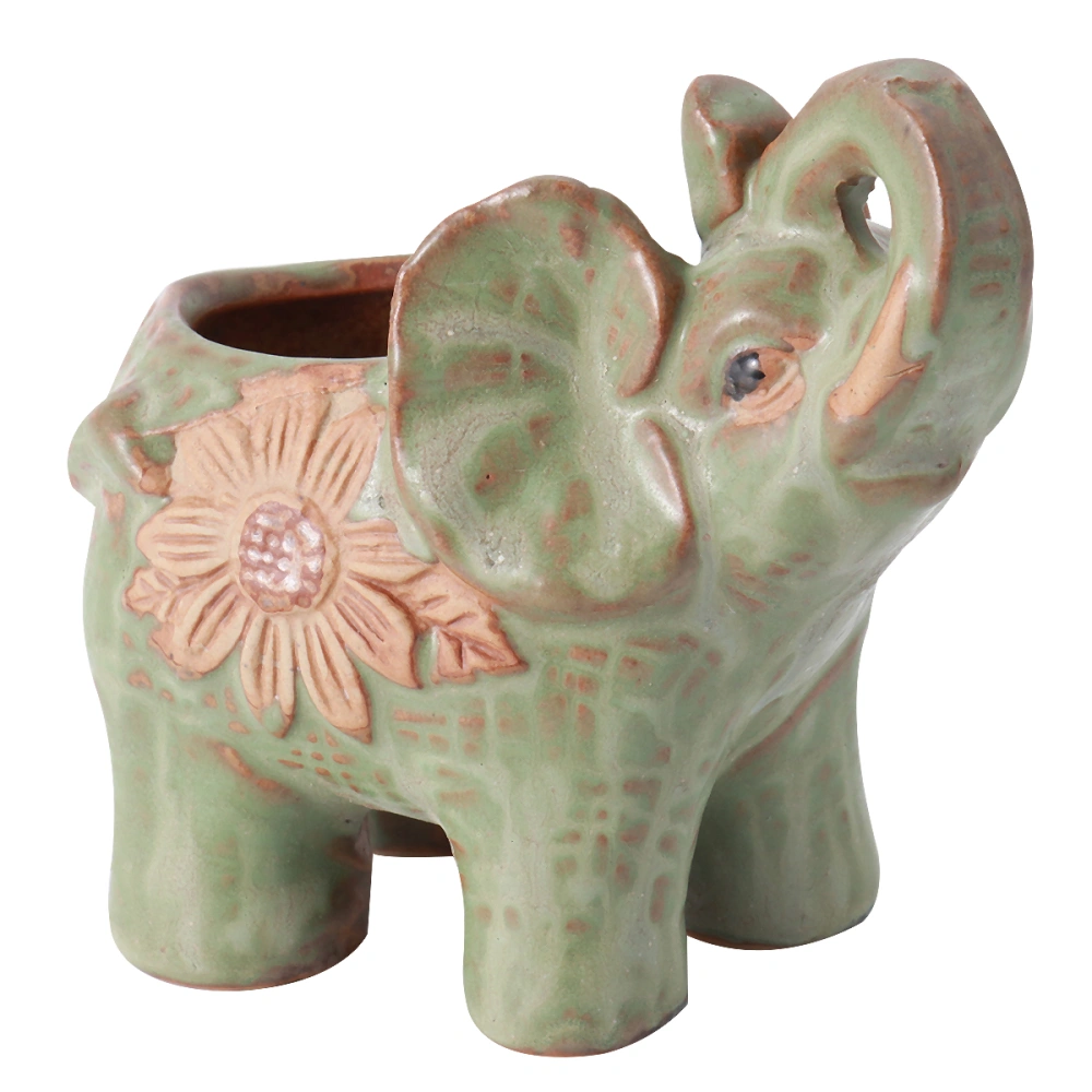 2pcs Calf Elephant Succulent Flowerpot Ceramics Elephant Flowerpot Adornment Desktop Flowerpot Craft Ornament