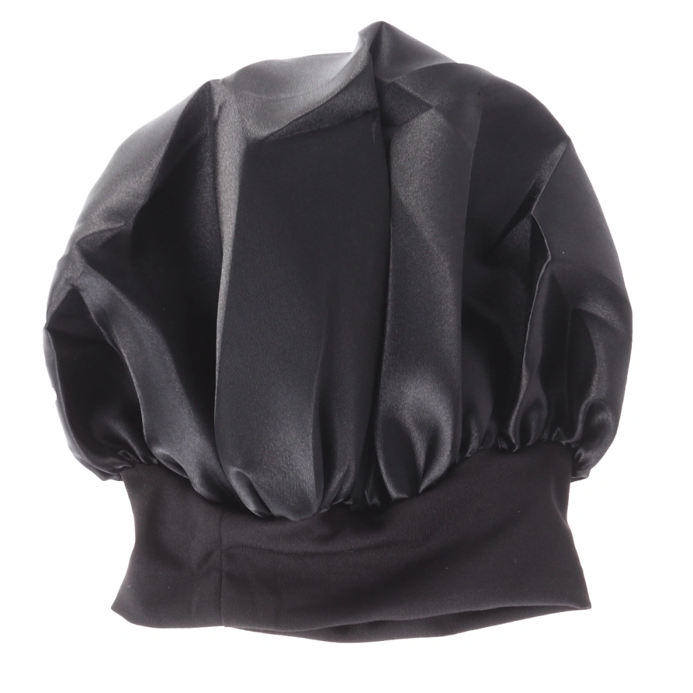 56-58cm Wide Side High Resilience Nightcap Long Hair Bonnet Sleeping Size M (Black)