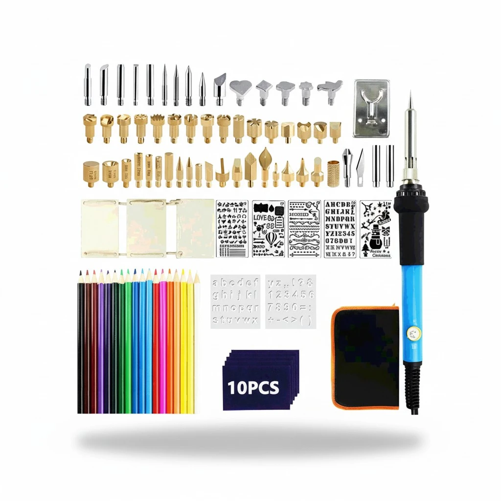 1 Set of 97PCS 60W Homothermal Electric Powered Soldering Pen Adjustable Electric Carving Electric Soldering Iron Tools (UK Plug)