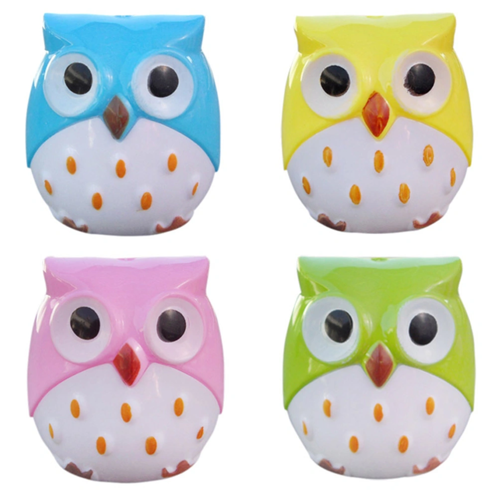 4pcs Novelty Cartoon Animal Owl Two Holes Pencil Sharpeners School Gift Prize for Kids