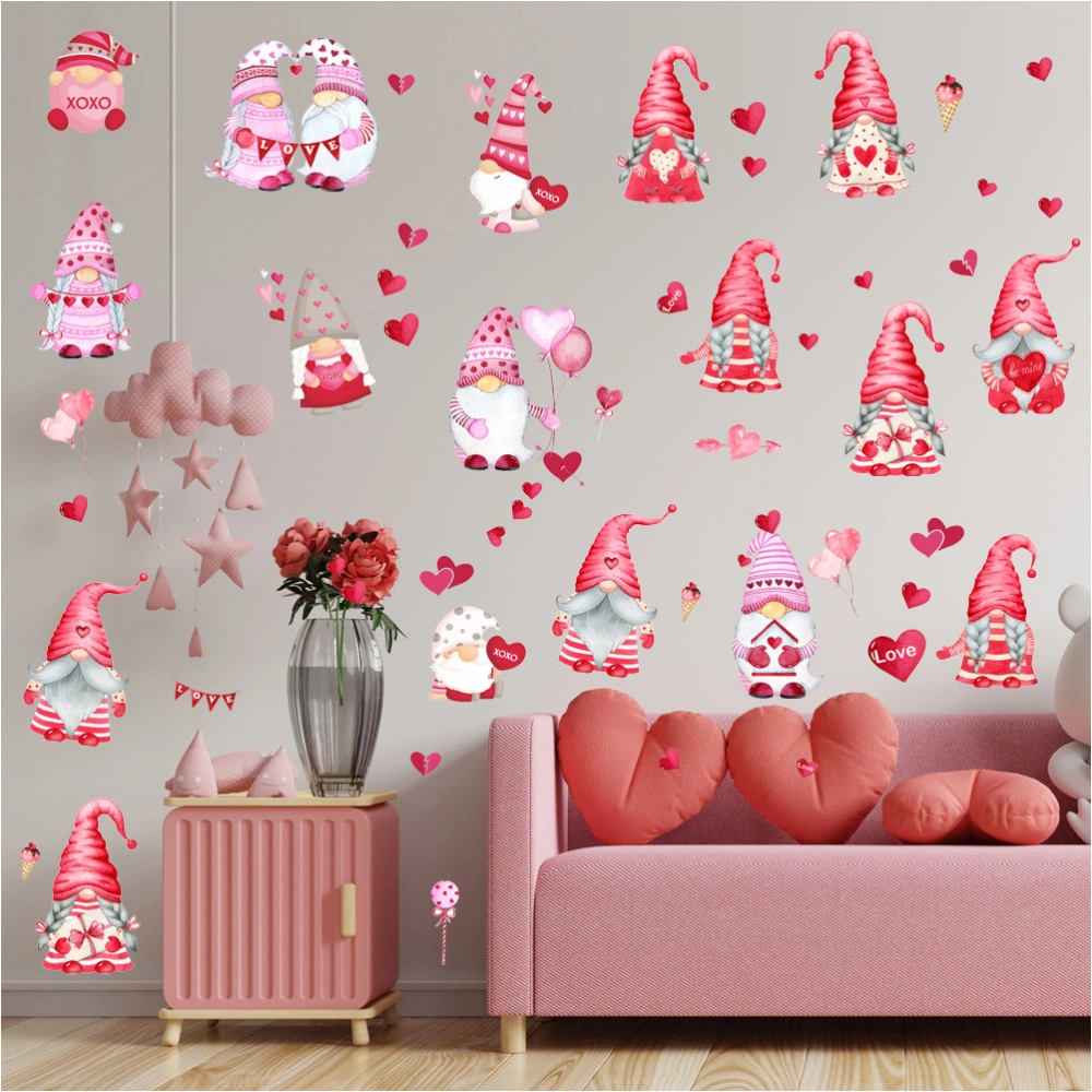 4 Sheets Romantic Valentine's Day Wall Sticker Window Decals Wall Decor Decals