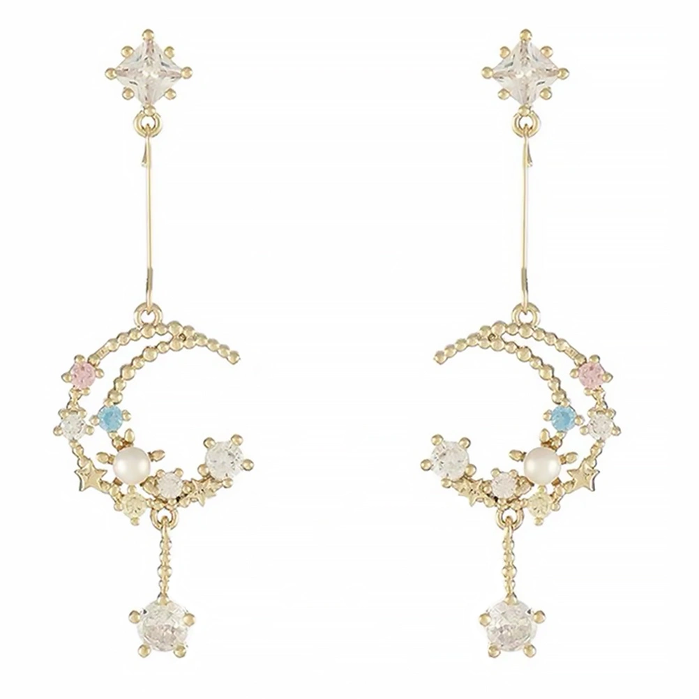 1 Pair Retro Moon Design Earring Delicate Earring Elegant Earring Safe Earring