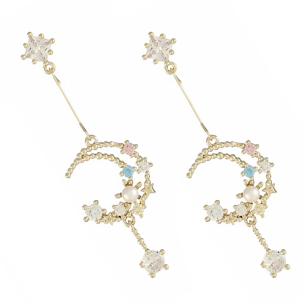 1 Pair Retro Moon Design Earring Delicate Earring Elegant Earring Safe Earring