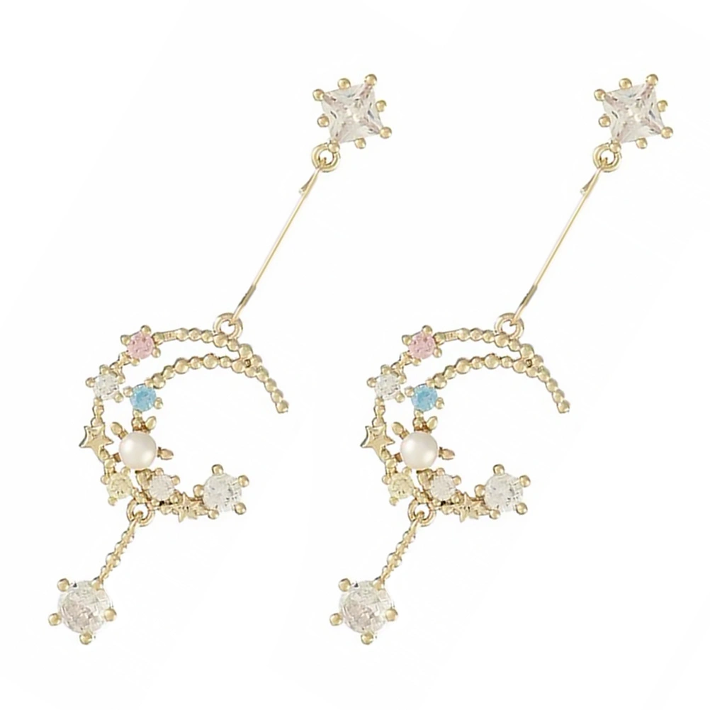 1 Pair Retro Moon Design Earring Delicate Earring Elegant Earring Safe Earring