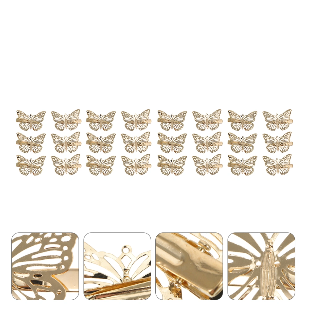 24pcs Hair Clips Delicate Hair Barrettes Hairpins Butterflies Side Hair Clamps