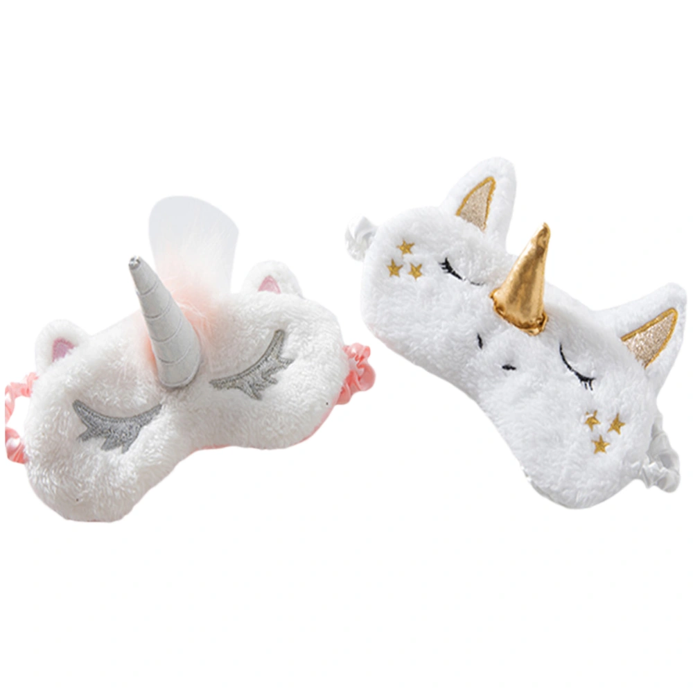 2pcs Unicorn Sleep Eye Mask Cover Eyeshade Blindfold for Sleep Nap Meditation (Silver Unicorn and Golden Unicorn)