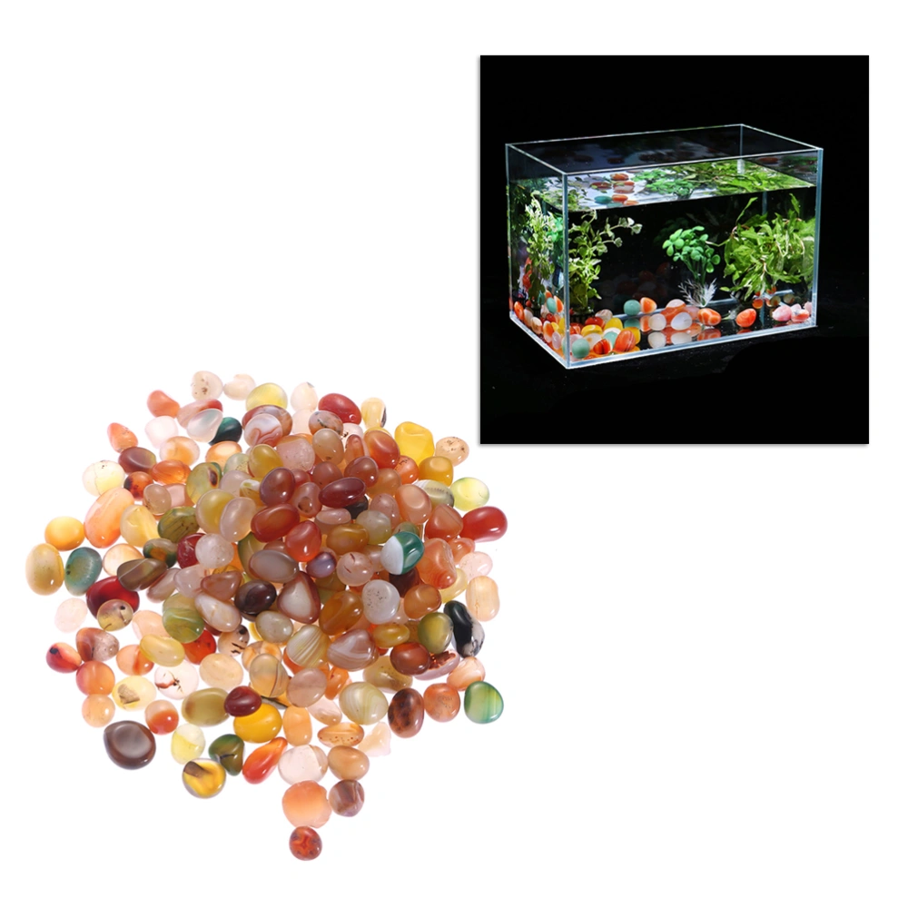 Bright Natural Pebbles Fish Tank Landscape Decoration Smooth Cobbles Ornaments Colorful Aquarium Stone Adornments (0.5-1cm, About 500g)nts (Size: About 0.5-1cm, Weight: About 500g)