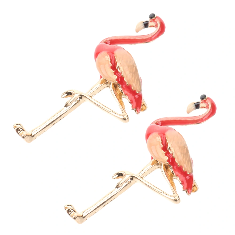 2pcs Creative Flamingo Brooch Alloy Clips Dress Clothes Flamingo Brooch Accessory for Women Girls (Red)