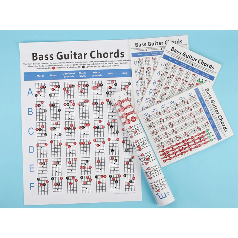 Electric Bass Guitar Chord Chart 4 String Bass Guitar Chord Fingering Diagram Exercise Diagram (Large Size)