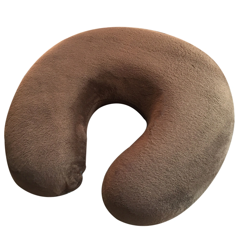 Memory Pillow U-shaped Neck Support Cushion Travel Pillow for Airplanes Trains Home or Office (Coffee)