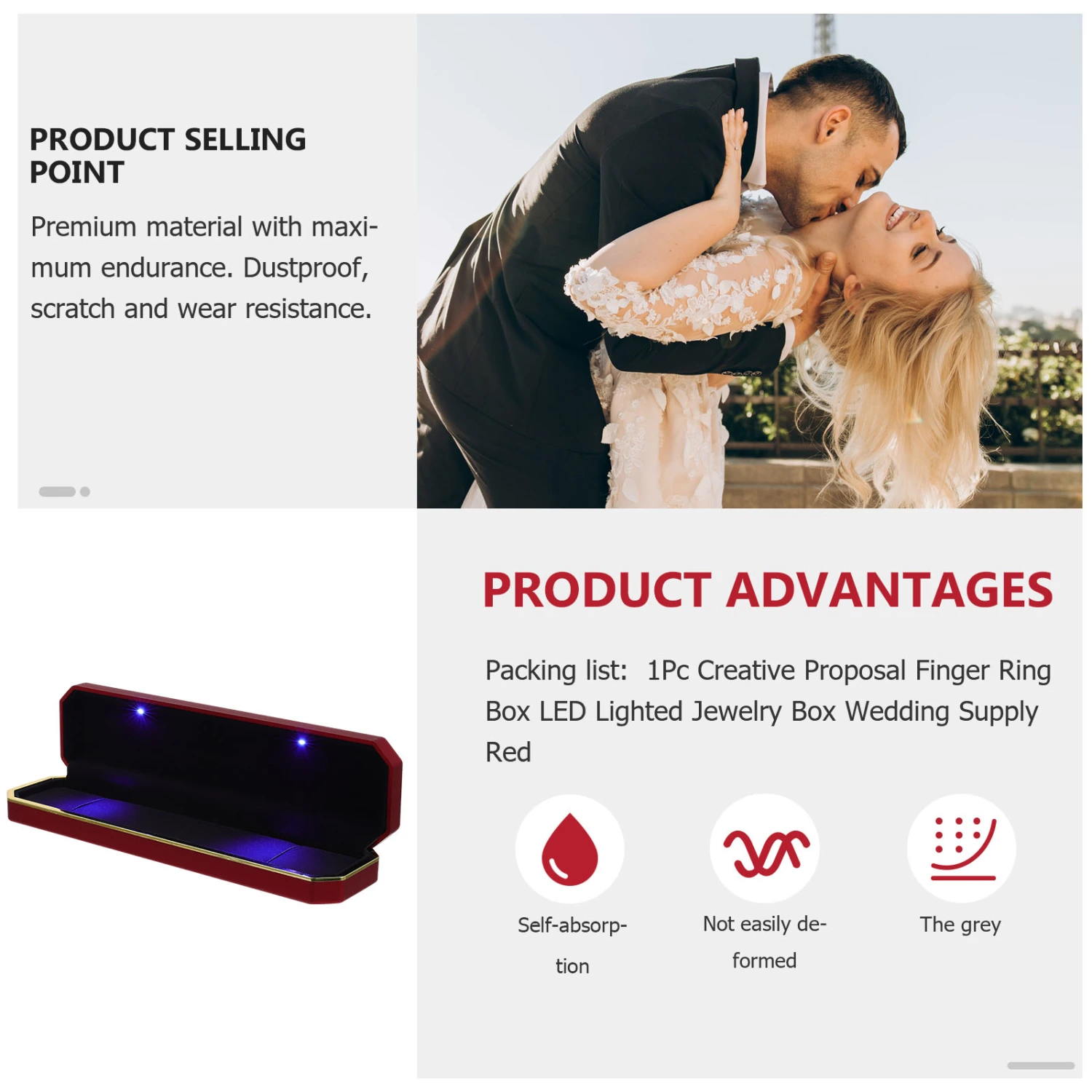 1Pc LED Light Jewelry Storage Box Plastic Luminous Jewelry Storage Display Box