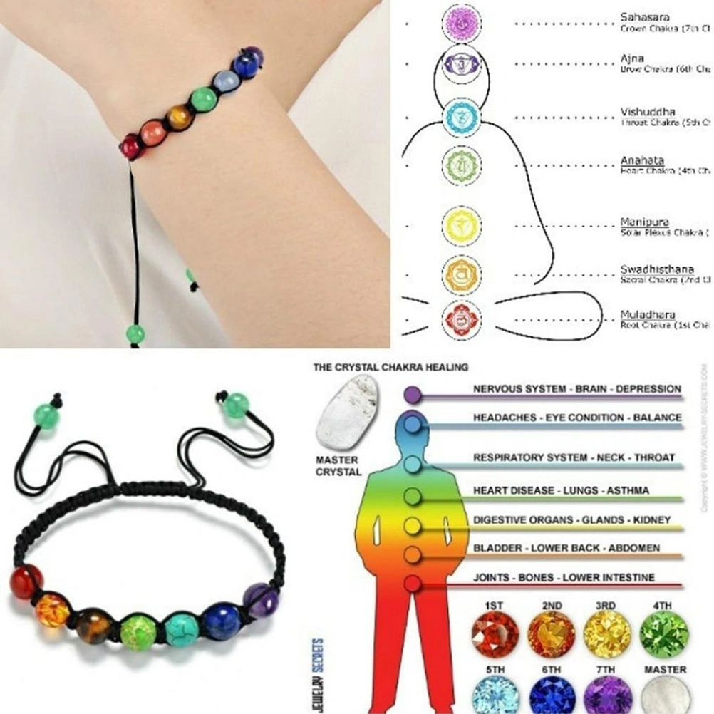 Women Men Beaded Bracelets Natural Stone Round Braided Rope Energy Bracelets (Tiger Eye)