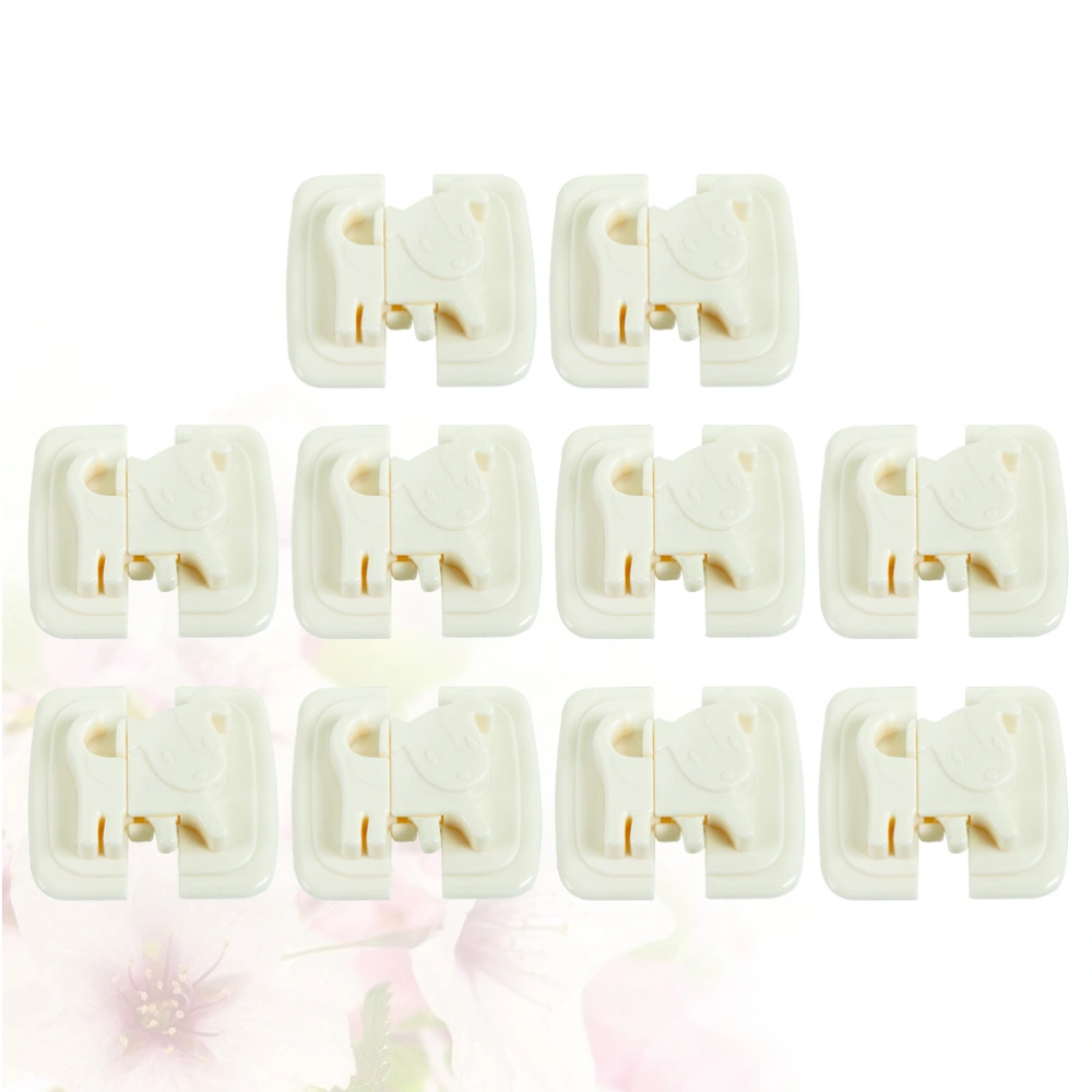 10 Pcs Dog Pattern Baby Safety Locks Multifunctional Anti-pinch Protective Lock for Cabinet Refrigerator Drawer (White)