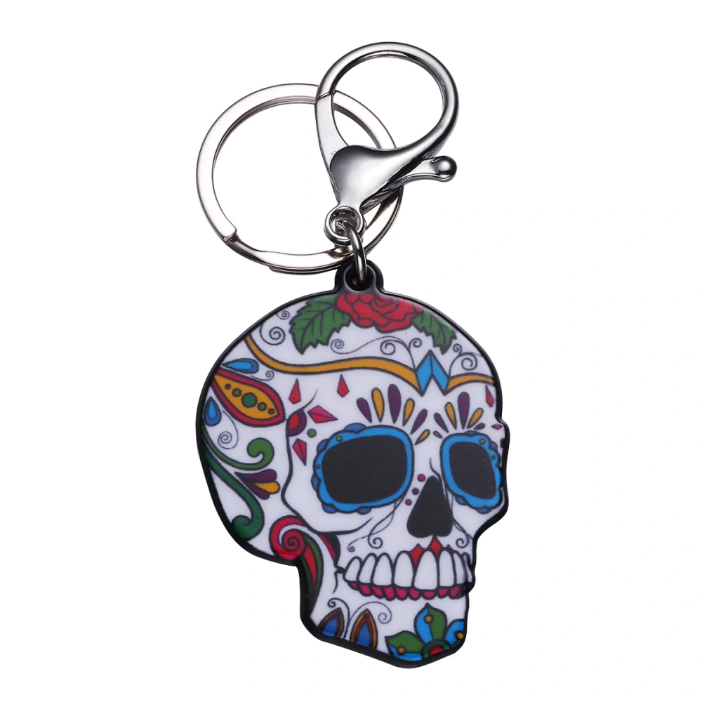 1PC Delicate Acrylic Skull Keychain Skeleton Design Keyrings Hanging Key Chains Pendant for Car Key Bag Phone