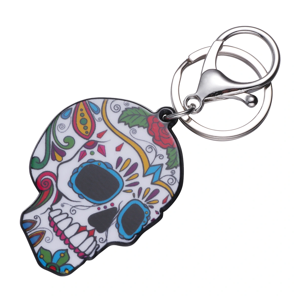 1PC Delicate Acrylic Skull Keychain Skeleton Design Keyrings Hanging Key Chains Pendant for Car Key Bag Phone
