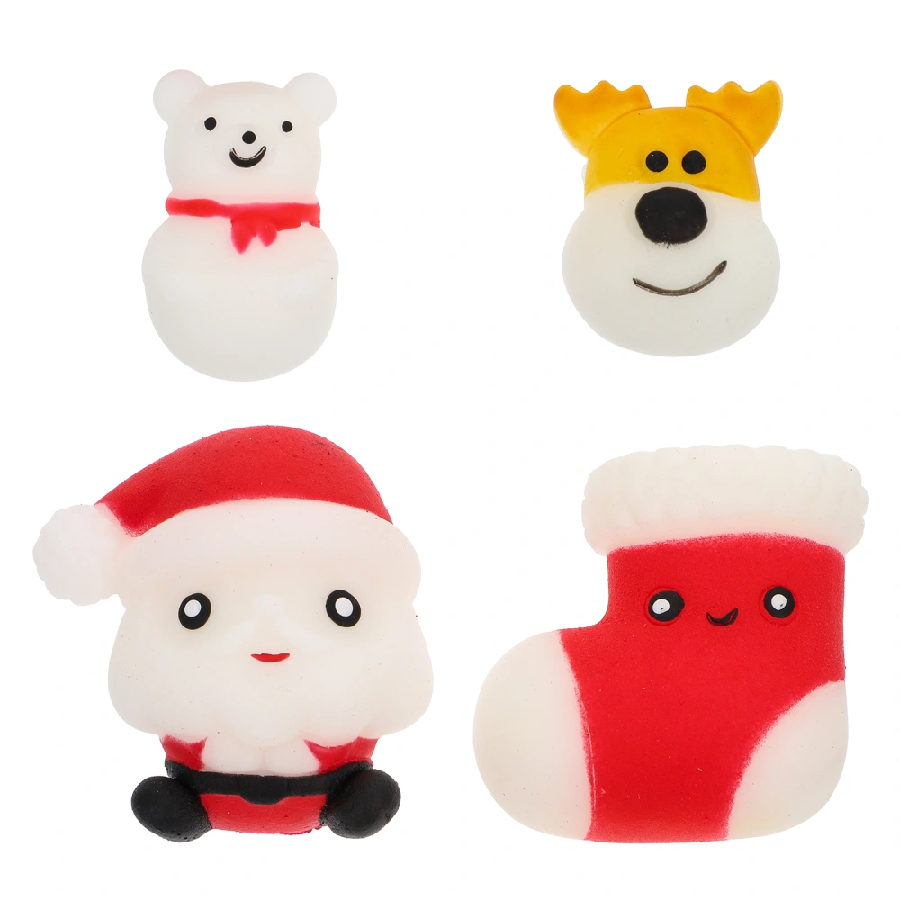 4pcs Christmas Stretchy Squeeze Toys Pressure Relief Playthings (Random Style)