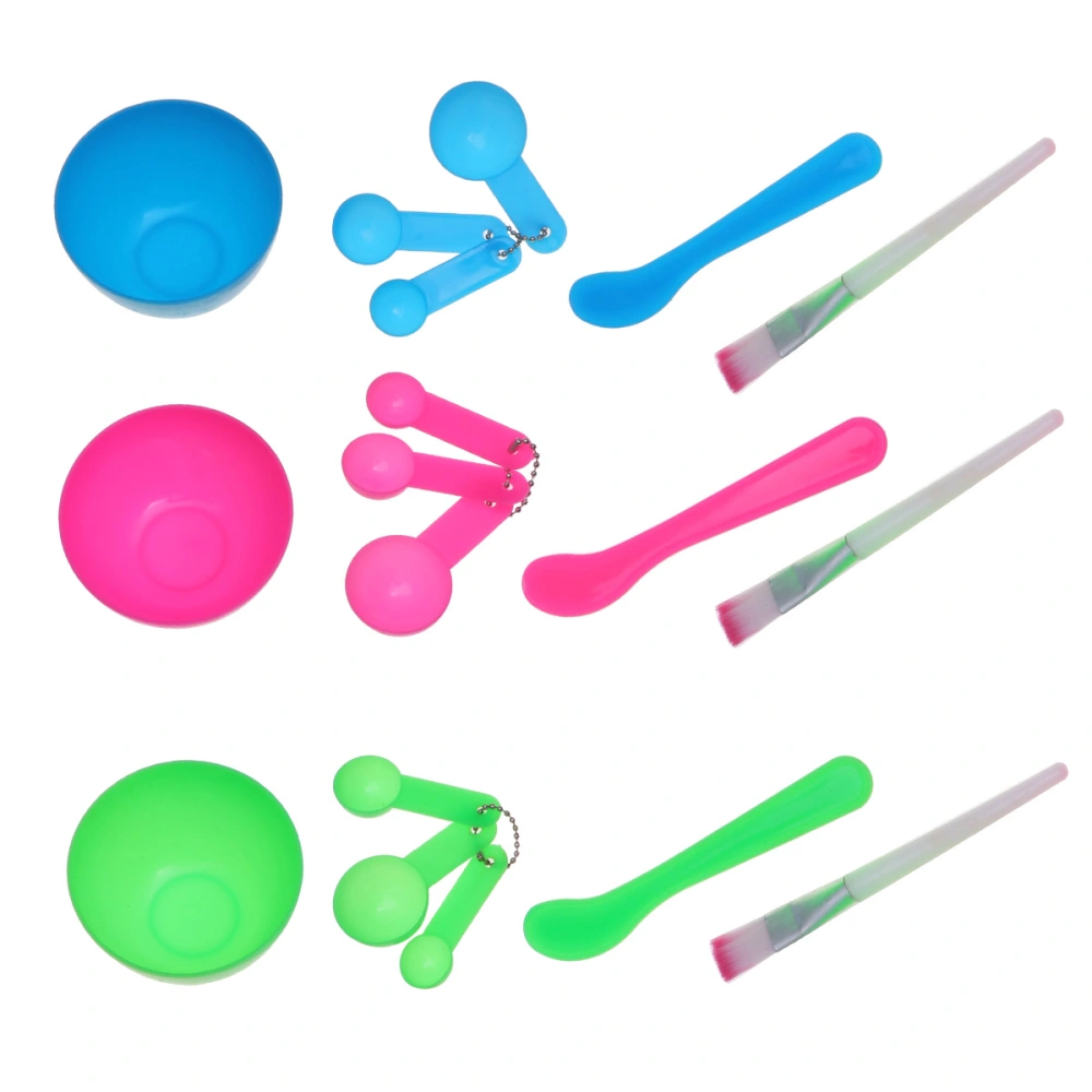 18pcs Face Mask Bowl Face Mask Mixing Bar Spoon Brush DIY Facial Face Mask Tool (Green + Blue + Pink)