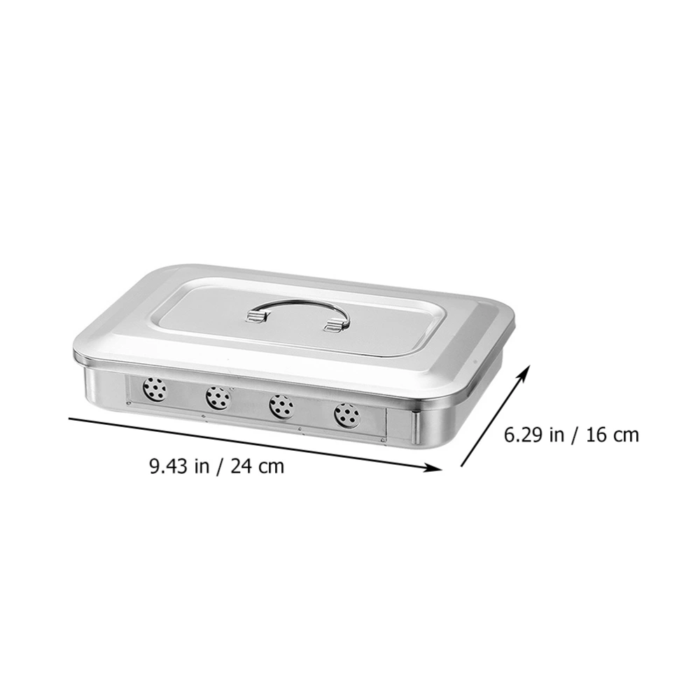 1PC Stainless Steel Thermometer Sterilization Tray Box with Square Lid