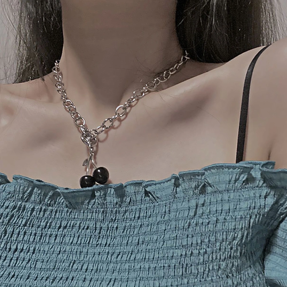 Creative Black Cherry Necklace Hip-hop Clavicle Chain Neck Chain Hanging Pendant