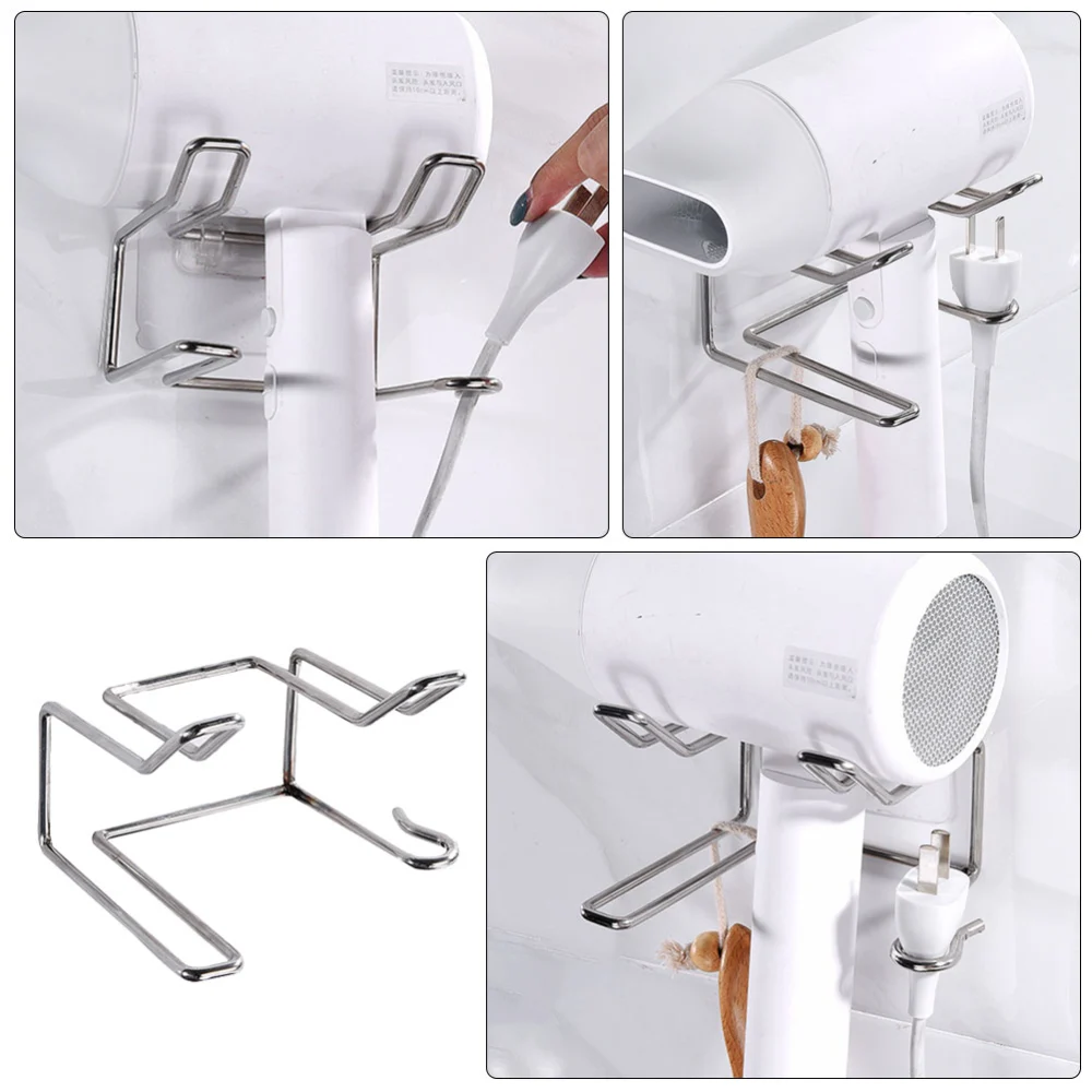 1pc Home Bathroom Hair Dryer Storage Rack Wall-mounted Hair Dryer Storage Shelf