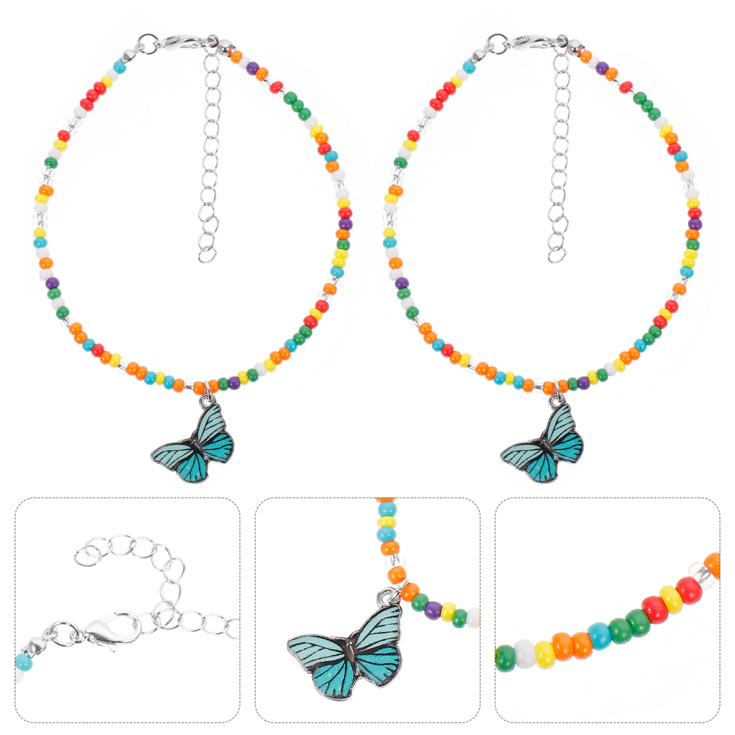 2Pcs Bohemian Style Beaded Ankle Bracelet Pretty Ankle Bracelets Foot Jewelry
