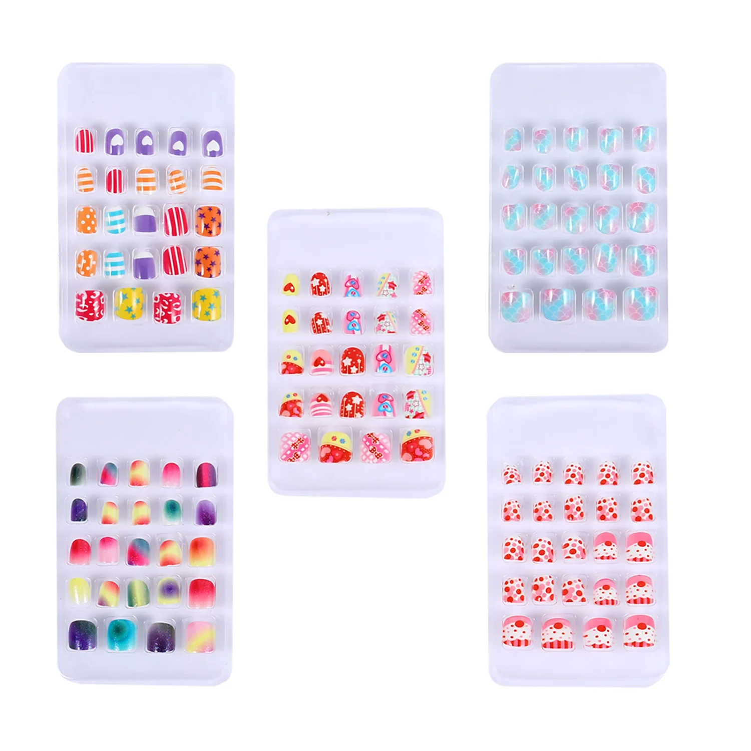 120Pcs Kids Fake Nails Full Cover Nails Press On False Nails Manicure Decor
