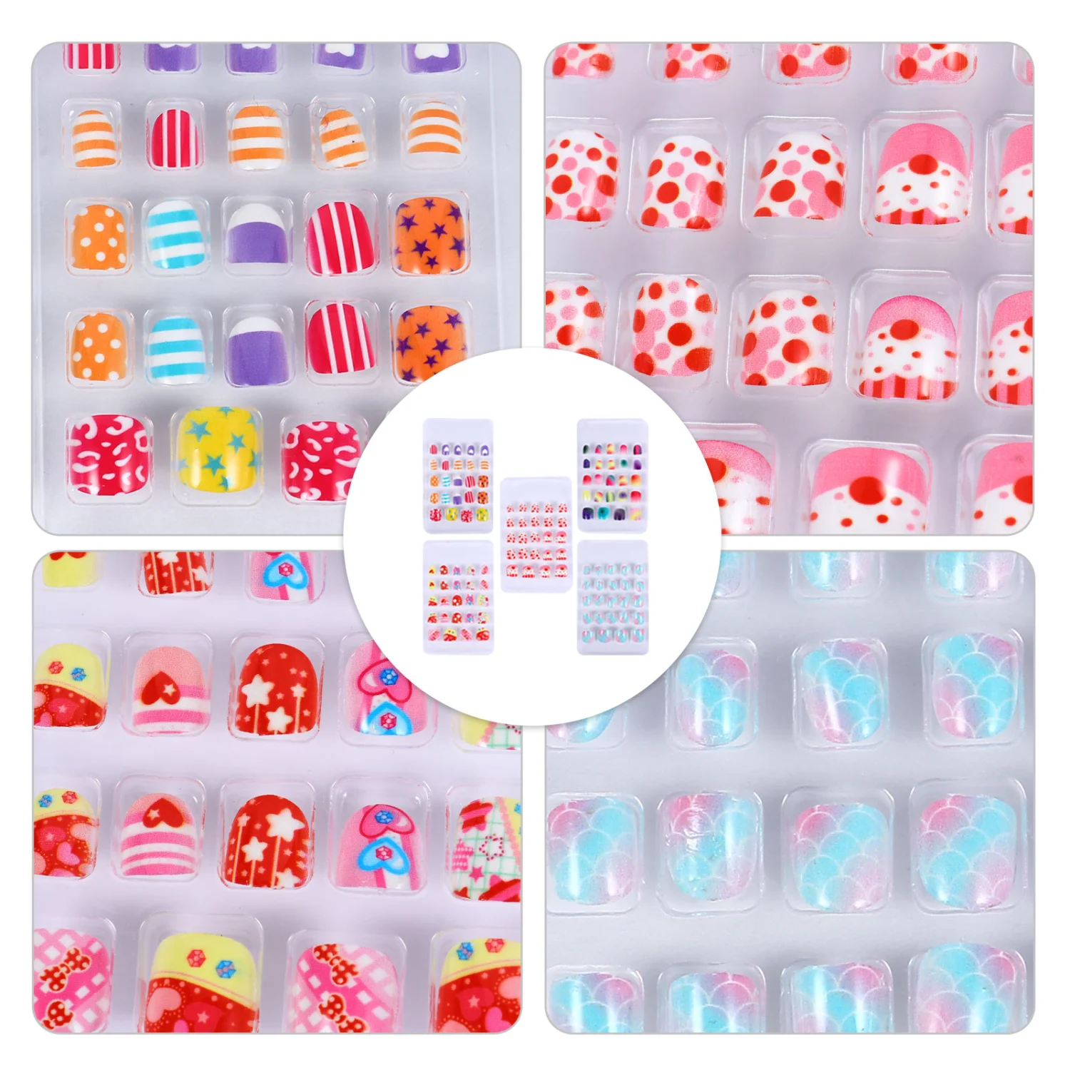 120Pcs Kids Fake Nails Full Cover Nails Press On False Nails Manicure Decor