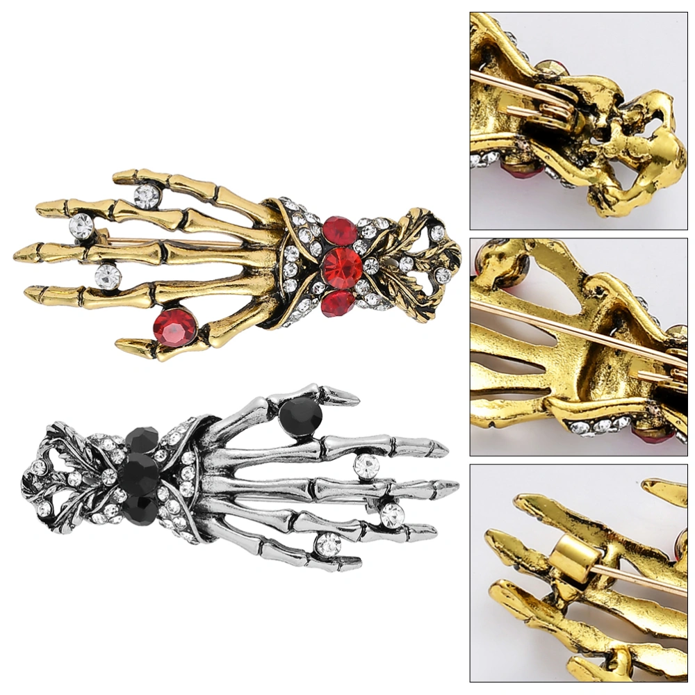 1 Set 2 Pcs Halloween Skeleton Palm Brooch Skeleton Palm Brooch (Random Color)