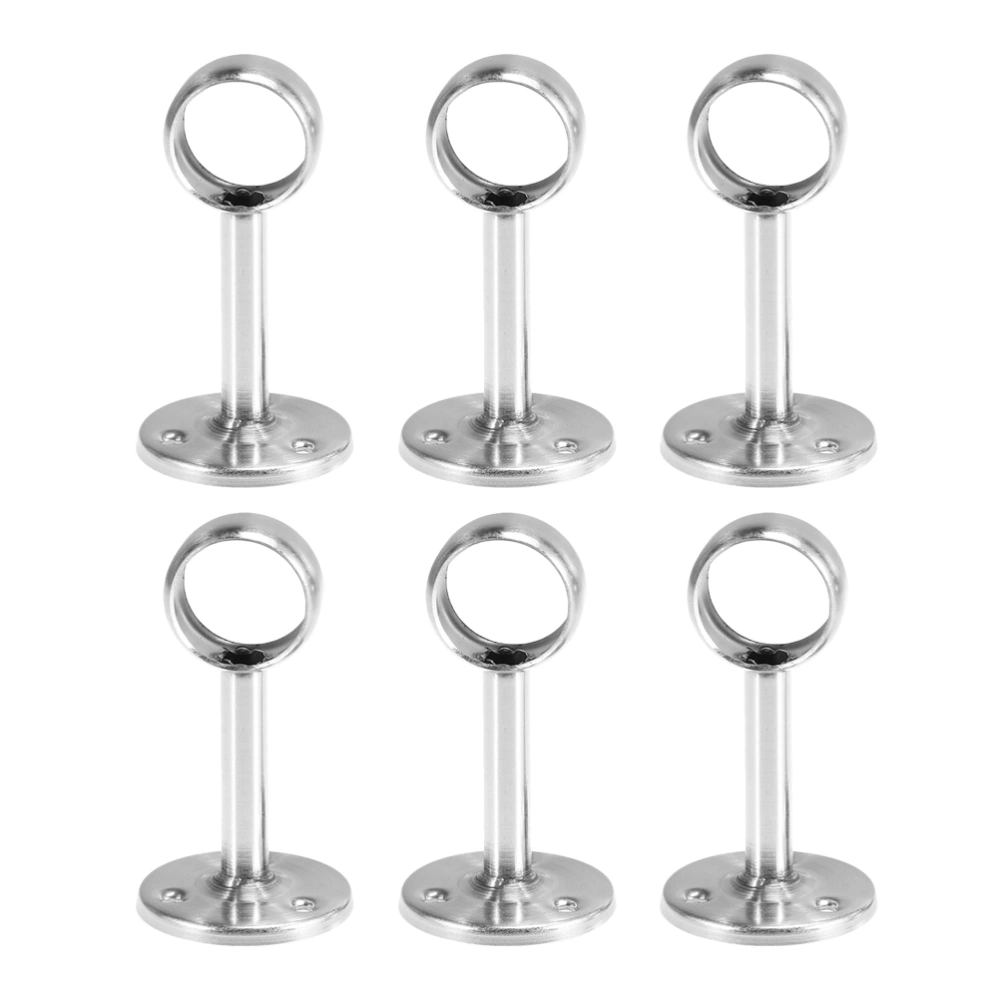 6pcs Stainless Steel Wardrobe Rod Rail Closet Rod Support Shelf Pipe Bracket Holder for Home