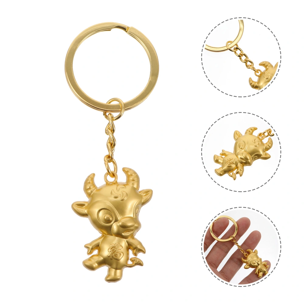 2pcs New Year Keychain Bag Key Decoration Key Ring Pendant for Key (Golden)