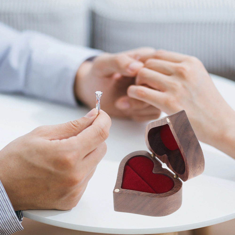 Wooden Ring Box Personalized Heart Shaped Ring Box for Proposal Engagement Wedding