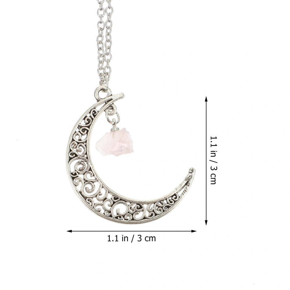 Fashion Moon Irregular Natural Stone Pendant Necklaces Jewelry for Sweater Decor