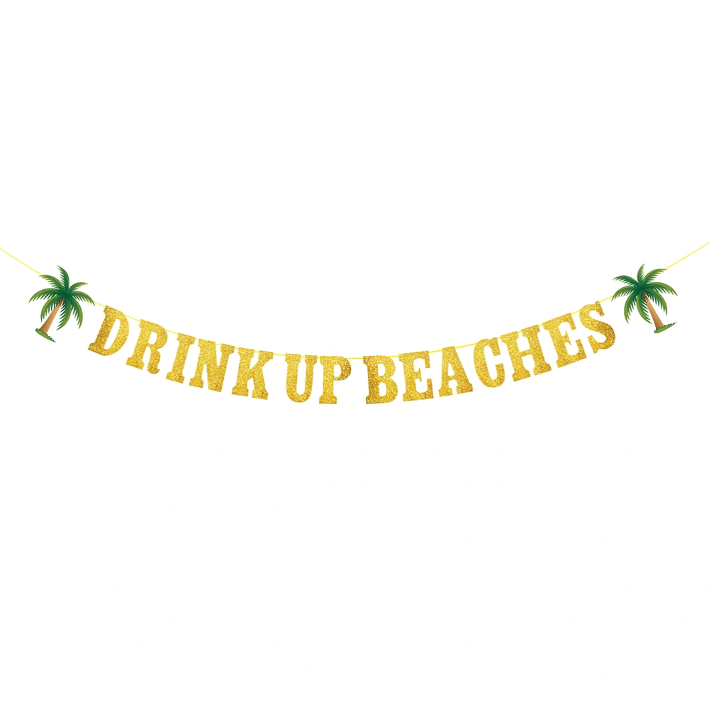 1pc Hawaiian Banner Beach Party Decorative Banner Party Supplies (Golden)