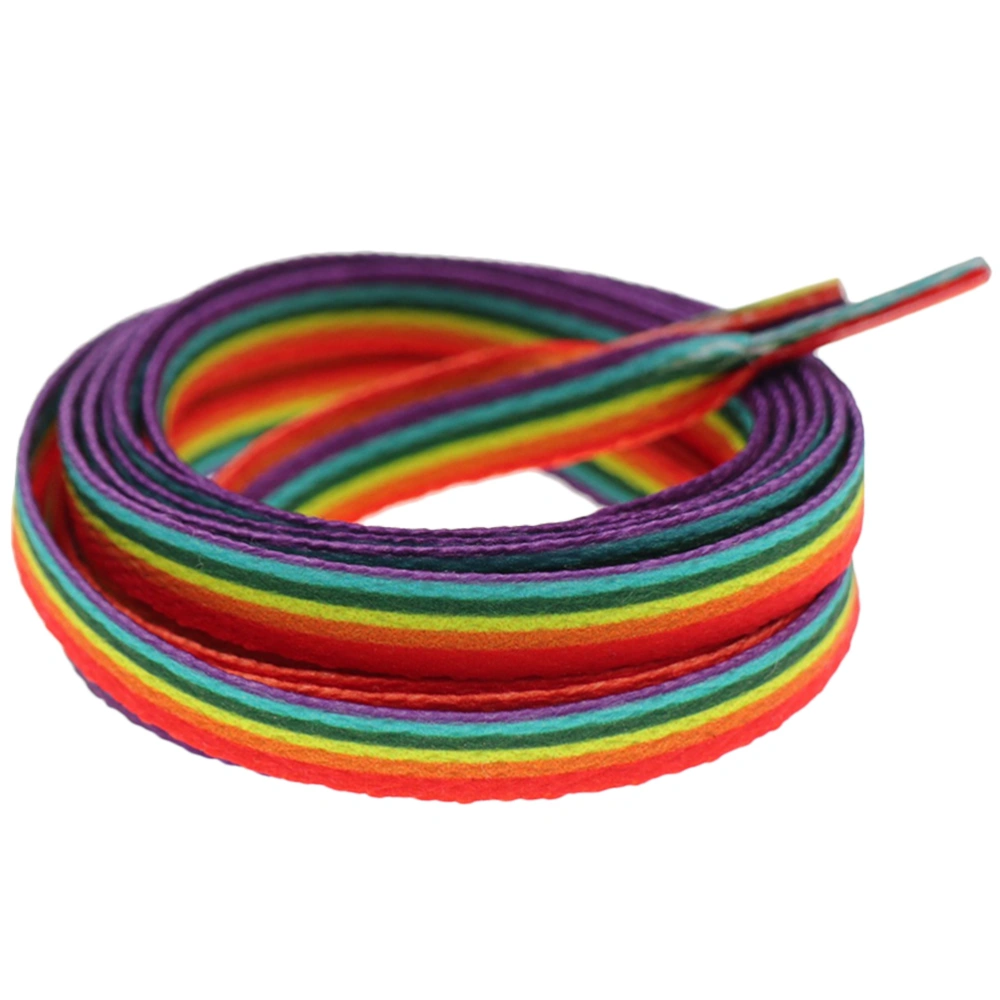 1 Pair Rainbow Shoelace Gradient Shoe Lace Fashion Vertical Stripes Shoe Tie