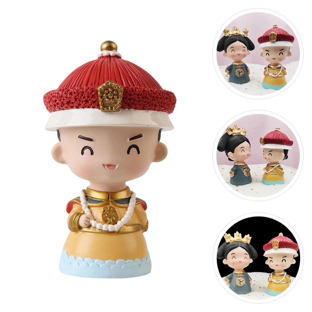 1Pc Chinese Emperor Figurine Chinese Style Decoration Resin Craft Ornament