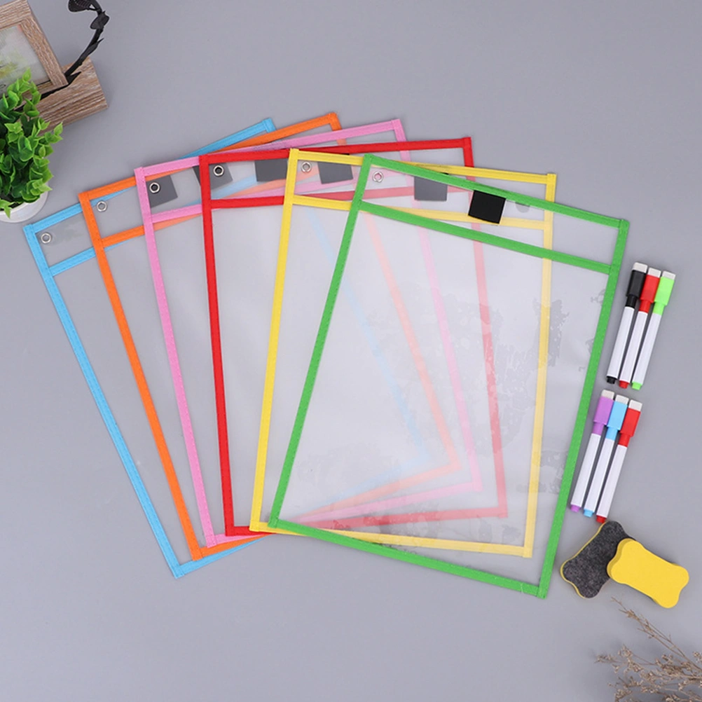 6Pcs Sheet Protectors Clear Design Paper Cover Loose Leaf Protector Paper File Protect Bag(Random Color)