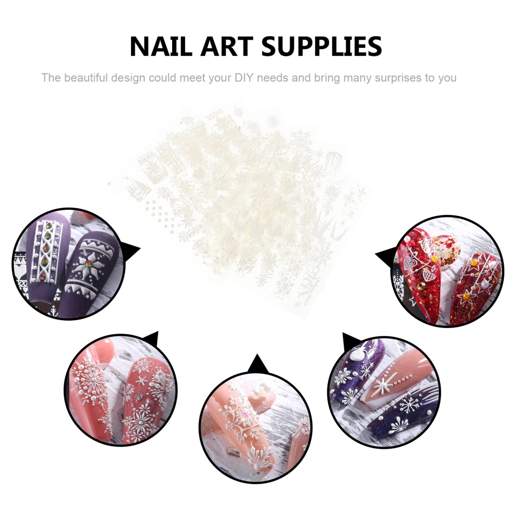 7 Sheets Snowflake Nail Art Manicure Stickers Christmas Nail Tips Decals