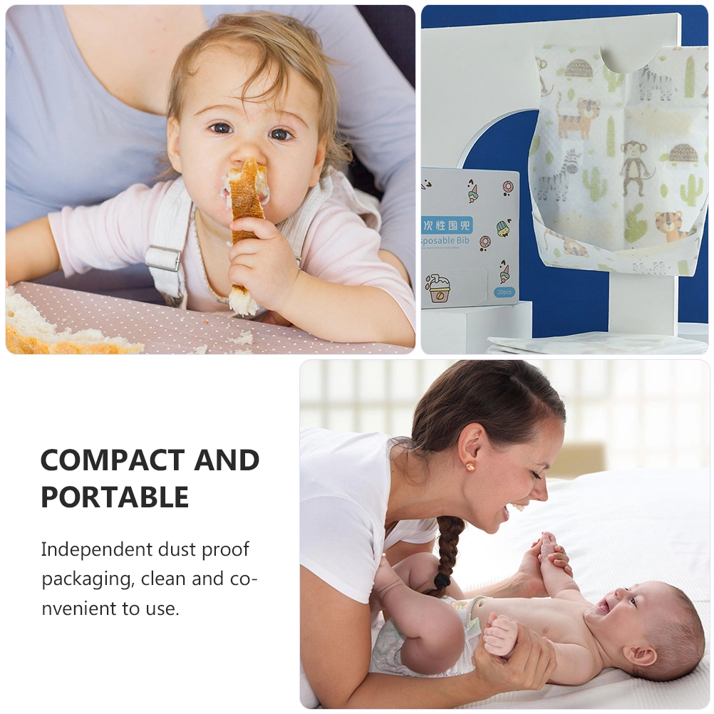 20pcs Disposable Baby Bib Kids Eating Saliva Towel Portable Feeding Lunch Bib